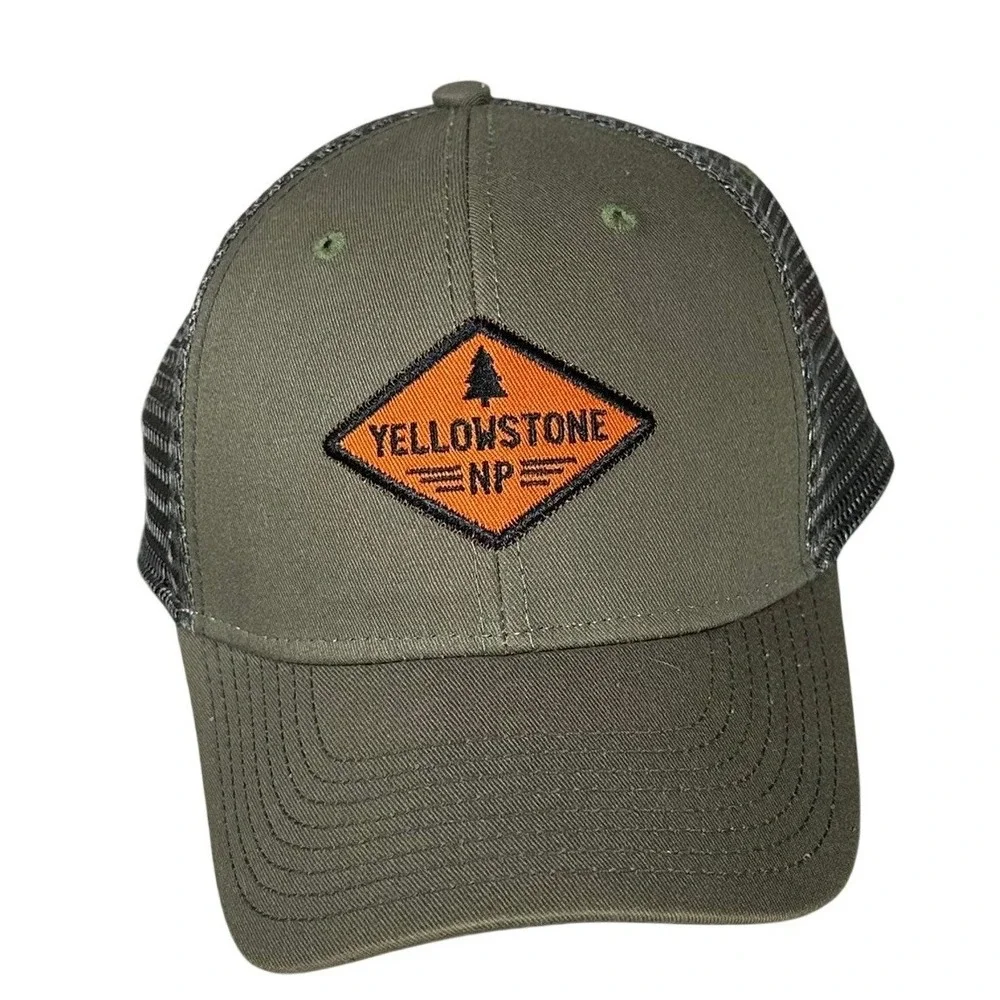 Ouray Yellowstone National Park Trucker Hat Mens OSFA Olive Green Mesh Snapback‎